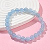 Natural Aquamarine Round Bead Stretch Bracelets for Men Women BJEW-U034-01C-04-3
