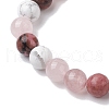 8.5mm Round Natural Rhodonite & Howlite & Strawberry Quartz & Rose Quartz  Bead Stretch Bracelets for Women BJEW-JB10944-06-2