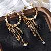 Brass Tassel Hoop Earrings EJEW-R014-10G-2