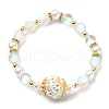 Synthetic Moonstone & Hematite & Plastic Imitation Pearl Beaded Stretch Bracelet BJEW-JB09504-2