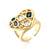 Brass Micro Pave Cubic Zirconia Cuff Rings RJEW-C134-02G-4