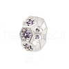 Wave Edge Flat Round Rack Plating Brass Cubic Zirconia European Beads KK-L236-12S-1