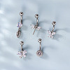 316L Surgical Stainless Steel Clear Cubic Zirconia Curved Barbell Belly Rings WG7644D-01-3
