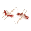Synthetic Coral Chips Dangle Earrings EJEW-S214-01H-2