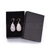 Teardrop Natural Rose Quartz Dangle Earrings EJEW-JE02998-03-3