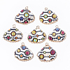 Electroplate Printed Natural Scallop Shell Pendants SSHEL-R047-04-A05-2