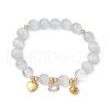 Cat & Bell & Heart Brass Charm Bracelets BJEW-JB10484-01-1