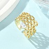Brass Micro Pave Cubic Zirconia Cuff Rings RJEW-D307-03G-4