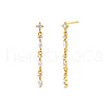 Flat Round with Horse Eye Tassel 925 Sterling Silver Clear Cubic Zirconia Stud Earrings FS-WGBB41B-02-3