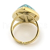 Ion Plating(IP) 304 Stainless Steel Synthetic Turquoise Cuff Rings G-Z056-09G-04-3