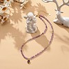 Cubic Zirconia Teardrop Pendant Necklace with Natural Amethyst Beaded Chains NJEW-JN04121-02-3