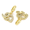 Brass Micro Pave Cubic Zirconia European Dangle Charms KK-D325-11G-2