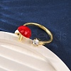 Brass Micro Pave Cubic Zirconia Open Cuff Rings for Women RJEW-U057-26G-01-3