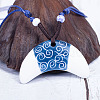Retro Ethnic Porcelain Pendant Adjustable Polyester Cord Necklaces for Women FS-WGD020A-03-1