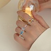 4Pcs 4 Style Cubic Zirconia Rotatable Cuff Ring for Calming Worry RJEW-SZ0001-14-7