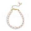 Glass Pearl Round Beaded Multi-strand Bracelets BJEW-JB11918-04-2