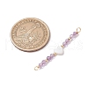 Round Faceted Natural Mixed Stone & Heart Natural Freshwater Shell Beaded Connector Charms PALLOY-JF03558-3