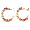 304 Stainless Steel & Bohemian Beaded C-Shaped with Flower Stud Earrings for Women EJEW-R001-03G-01-2