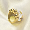 316L Surgical Stainless Steel with Shell Pearl Round Beaded Finger Rings for Women FS-WG2730F-02-5