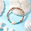 2Pcs Starfish & Tortoise Natural Coconut with Synthetic Turquoise Beads Stretch Bracelets for Men Women BJEW-JB11743-3