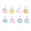 Dyed Natural Selenite Copper Wire Wrapped Round Pendants PALLOY-JF03770-02-1