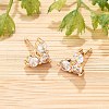 Brass Micro Pave Clear Cubic Zirconia Stud Earrings for Women EJEW-G428-25G-03-1
