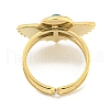 Ion Plating(IP) 304 Stainless Steel Synthetic Turquoise Cuff Rings G-Z056-02G-05-3