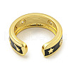 Moth Rack Plating Brass Enamel Open Ring RJEW-F162-08G-01-3