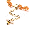 Glass Seed Beaded Flower Necklace with Alloy Enamel Bee Charm NJEW-JN03817-04-5