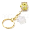 Glass Seed Bead Cube with Acrylic Star Keychain KEYC-MZ00027-03-4