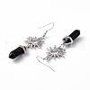 Natural Obsidian Bullet with Sun Dangle Earrings EJEW-I276-01P-10-4