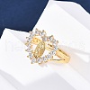 Brass Micro Pave Clear Cubic Zirconia Rings for Women RJEW-U047-11G-3