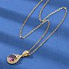 Teardrop Brass Micro Pave Cubic Zirconia Pendant Neckalces NJEW-C076-23G-2