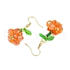 Halloween Theme Pumpkin Handmade Glass Seed Beaded Dangle Earrings EJEW-MZ00480-01-5