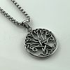 Stainless Steel Hollow Pentagram Tree of Life Pendant Punk Hip-hop Necklaces for Men PH1371-4