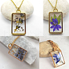 Rack Plating Alloy Rectangle Open Back Bezel Pendants PALLOY-CJ0001-29-FF-6