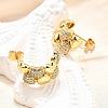 Brass Micro Pave Clear Cubic Zirconia Stud Earrings for Women EJEW-U056-02A-G-3