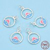 925 Sterling Silver Enamel Charms STER-T004-06S-02-5