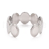 Non-Tarnish 304 Stainless Steel Oval Wrap Open Cuff Ring for Women RJEW-C025-05P-2