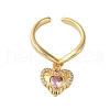 Brass Micro Pave Cubic Zirconia Open Cuff Rings for Women RJEW-U057-22A-G-4