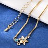 Brass Micro Pave Cubic Zirconia Birthday Flower Link Bracelets BJEW-U031-01G-03-3