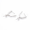 925 Sterling Silver Micro Pave Clear Cubic Zirconia Huggie Hoop Earring Settings for Half Drilled Beads STER-T008-154P-3