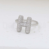 Brass Micro Pave Clear Cubic Zirconia Cuff Rings FS-WG17FF6-08-1