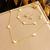 Heart Stainless Steel & Natural Shell Necklaces & Stud Earrings & Bracelets Sets FS-WGB84F7-01-1