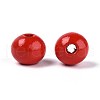 Spray Painted Round Natural Schima Wood Beads WOOD-A018-8mm-07-2
