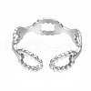 Non-Tarnish 304 Stainless Steel Oval Wrap Open Cuff Ring RJEW-T023-18P-2