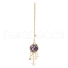 Natural Amethyst with Rack Plating Brass Pendants Decorations AJEW-B023-01G-05-1