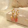 Retro Minimalist Cherry Quartz Glass Stainless Steel Hoop Earrings PW8328-4-1