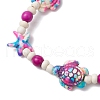 Starfish & Turtle Synthetic Turquoise Dyed Beads Stretch Bracelets for Women BJEW-JB11920-04-3