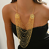 Elegant Iron Vintage Multi-Layered Beaded Tassel Bib Necklaces for Women's Parties FI4341-4